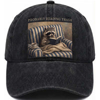 Funny Raccoon Book Lover Washed Cotton Baseball Cap Probably Reading Trash Bookworms Teachers