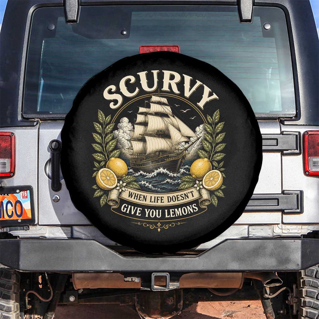 Scurvy When Life Doesnt Give You Lemons Spare Tire Cover Funny Pirate Lemon Vitamin C
