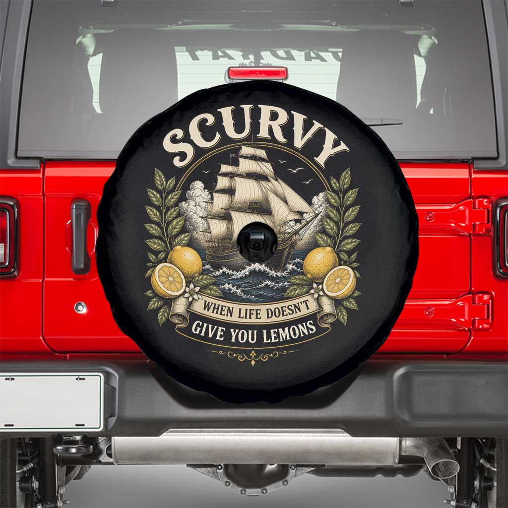 Scurvy When Life Doesnt Give You Lemons Spare Tire Cover Funny Pirate Lemon Vitamin C