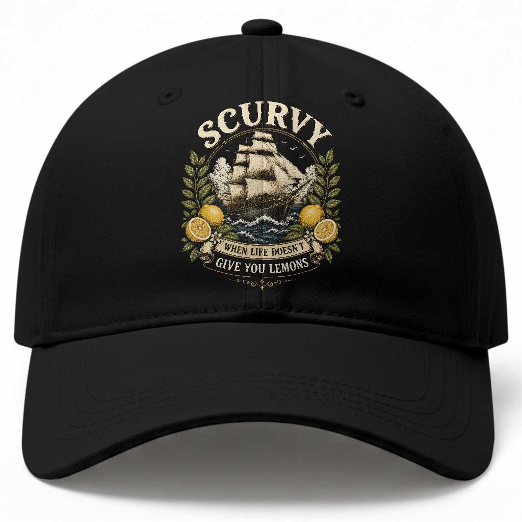 Scurvy When Life Doesnt Give You Lemons Baseball Cap Funny Pirate Lemon Vitamin C