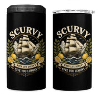 Scurvy When Life Doesnt Give You Lemons 4 in 1 Can Cooler Tumbler Funny Pirate Lemon Vitamin C