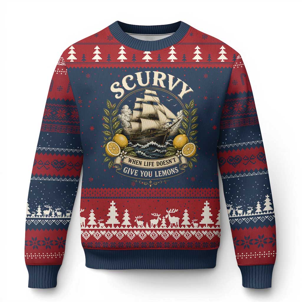 Scurvy When Life Doesnt Give You Lemons Ugly Christmas Sweater Funny Pirate Lemon Vitamin C