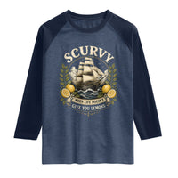 Scurvy When Life Doesnt Give You Lemons Raglan Shirt Funny Pirate Lemon Vitamin C