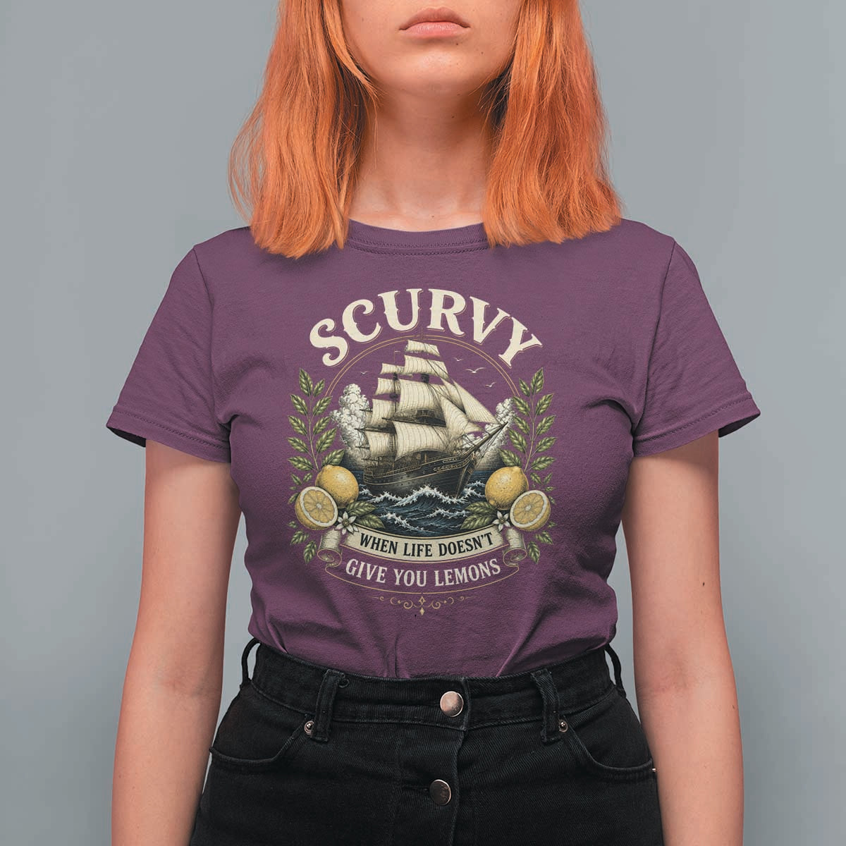 Scurvy When Life Doesnt Give You Lemons T Shirt For Women Funny Pirate Lemon Vitamin C