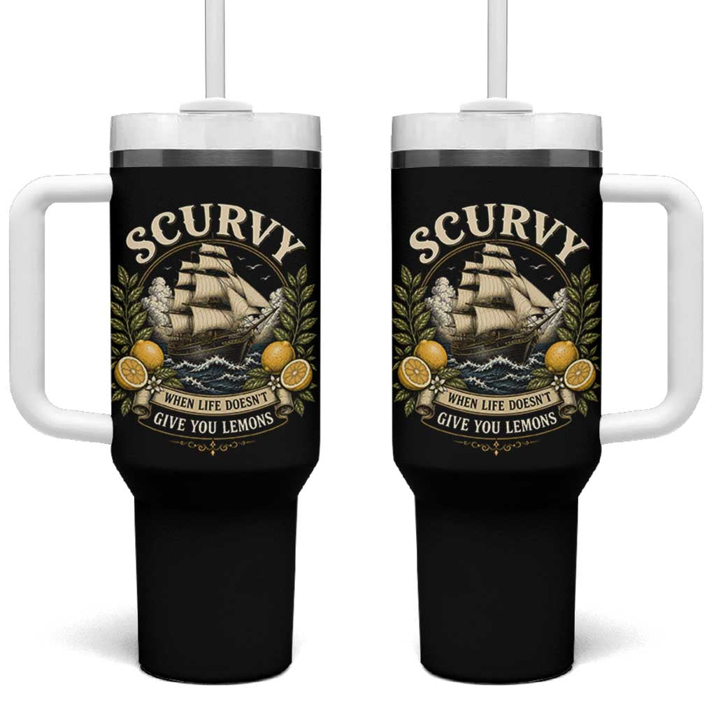 Scurvy When Life Doesnt Give You Lemons Tumbler With Handle Funny Pirate Lemon Vitamin C