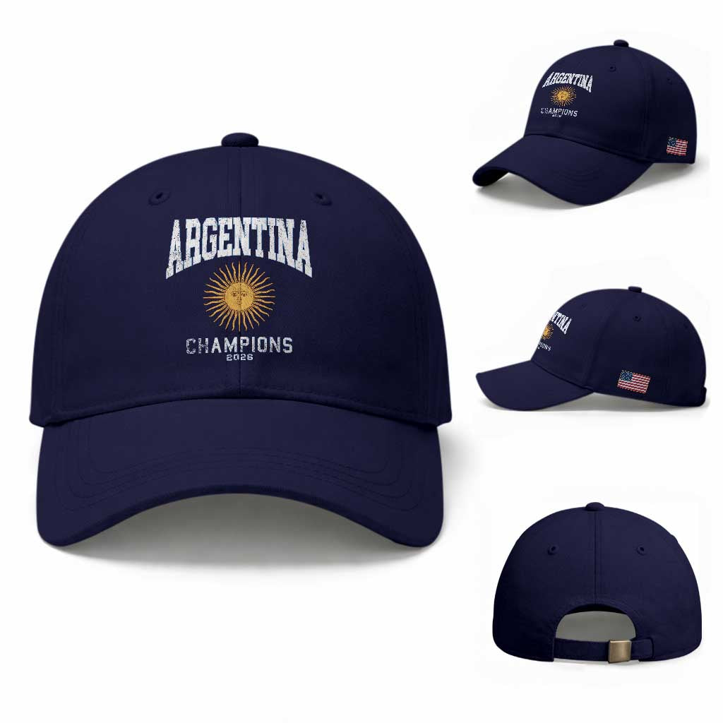 Argentina Champions 2026 Baseball Cap Argentinian Pride Vintage Sol De Mayo
