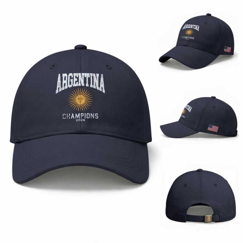 Argentina Champions 2026 Baseball Cap Argentinian Pride Vintage Sol De Mayo