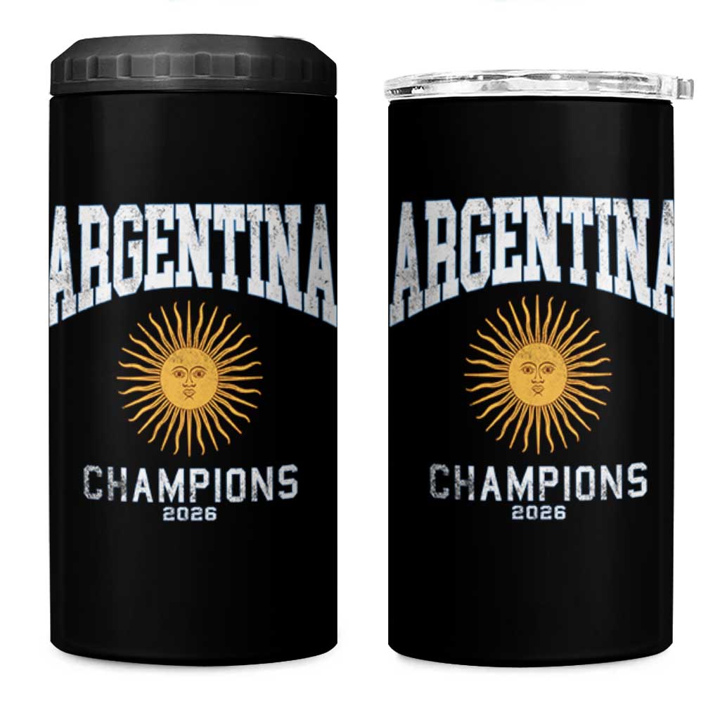 Argentina Champions 2026 4 in 1 Can Cooler Tumbler Argentinian Pride Vintage Sol De Mayo