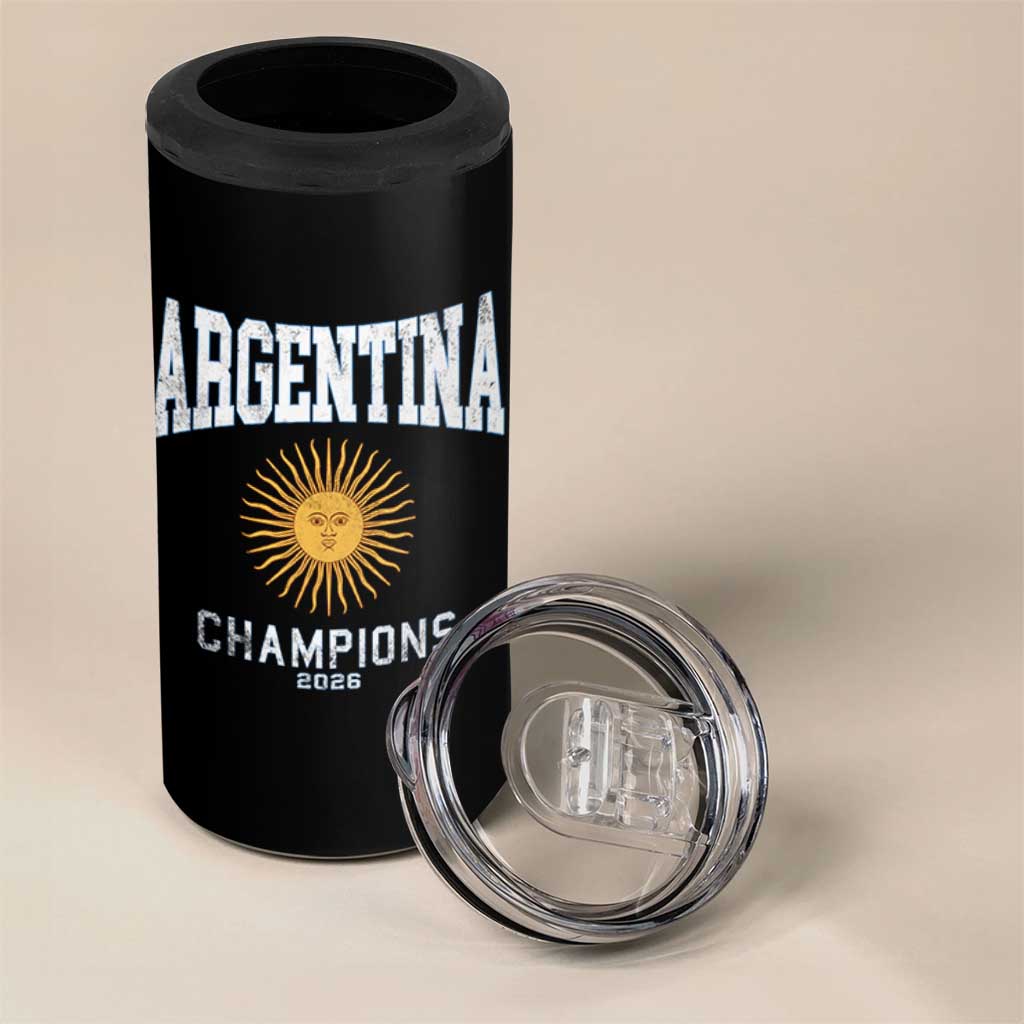 Argentina Champions 2026 4 in 1 Can Cooler Tumbler Argentinian Pride Vintage Sol De Mayo