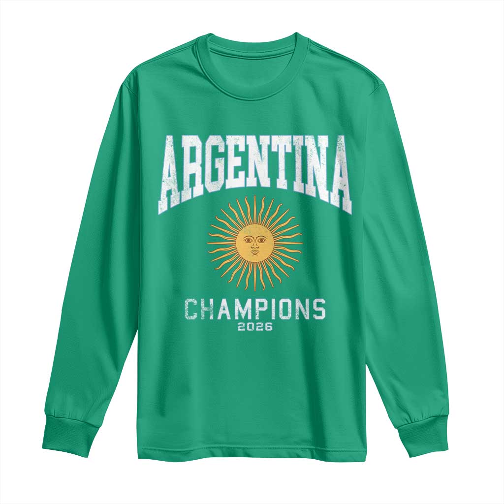 Argentina Champions 2026 Long Sleeve Shirt Argentinian Pride Vintage Sol De Mayo