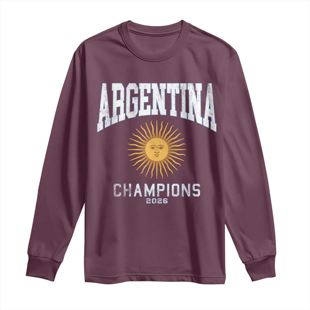 Argentina Champions 2026 Long Sleeve Shirt Argentinian Pride Vintage Sol De Mayo