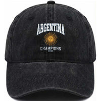 Argentina Champions 2026 Washed Cotton Baseball Cap Argentinian Pride Vintage Sol De Mayo