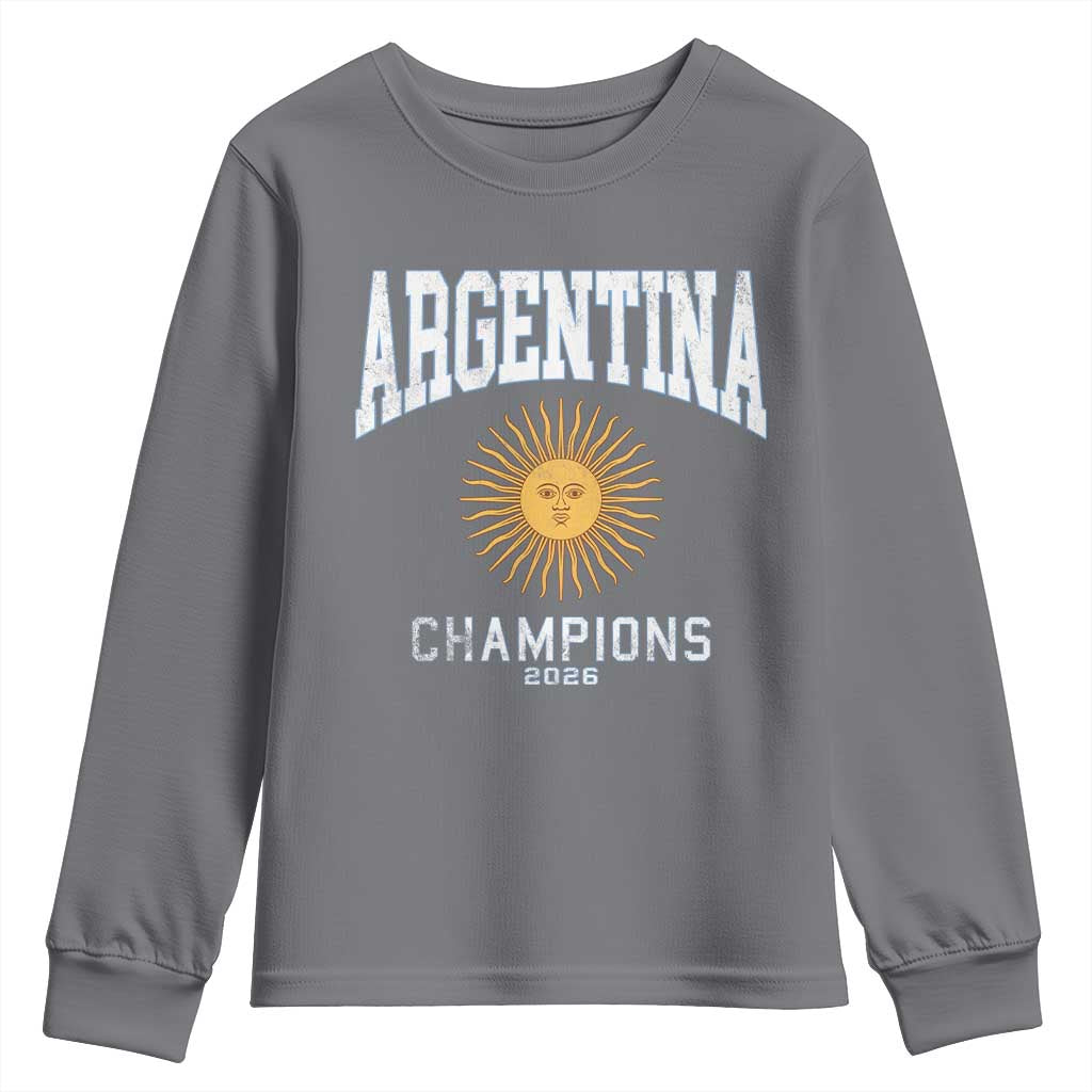 Argentina Champions 2026 Youth Sweatshirt Argentinian Pride Vintage Sol De Mayo