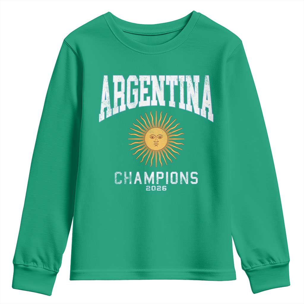 Argentina Champions 2026 Youth Sweatshirt Argentinian Pride Vintage Sol De Mayo