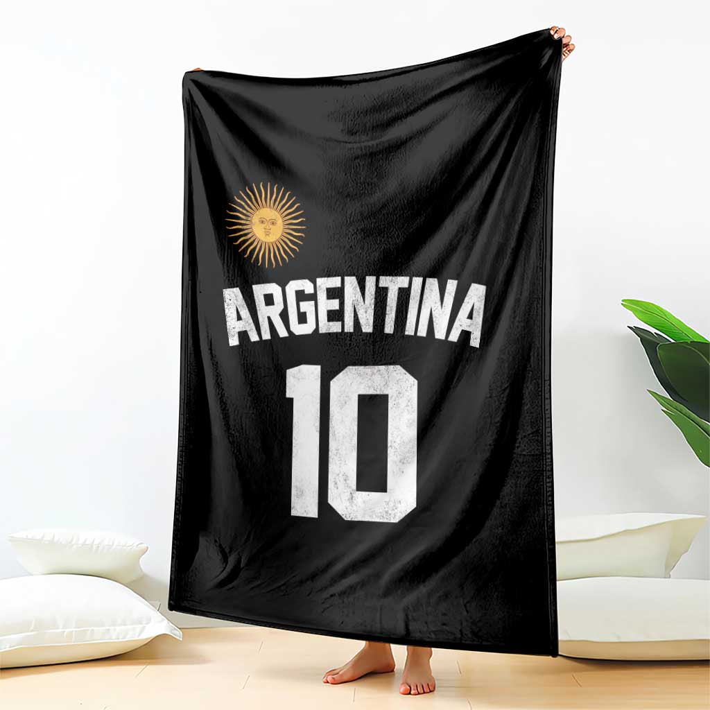 Argentina Football Number 10 Jersey Style Throw Blanket Soccer Fan
