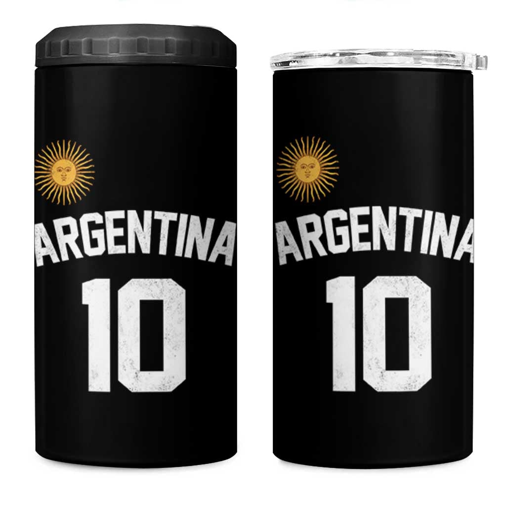 Argentina Football Number 10 Jersey Style 4 in 1 Can Cooler Tumbler Soccer Fan