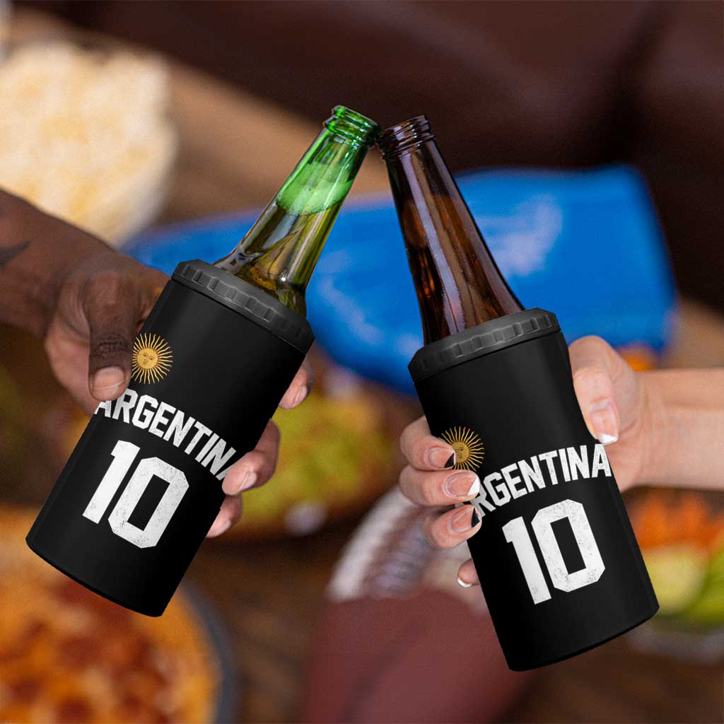 Argentina Football Number 10 Jersey Style 4 in 1 Can Cooler Tumbler Soccer Fan