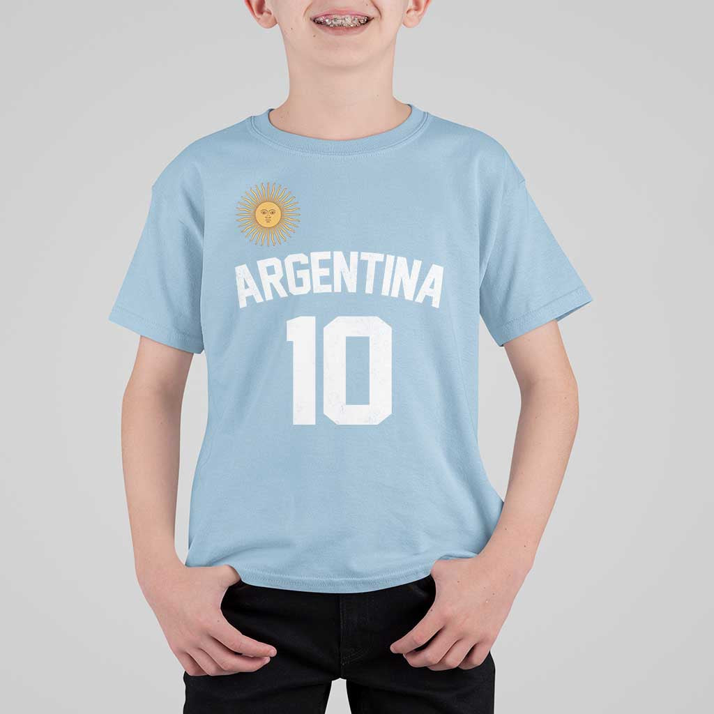 Argentina Football Number 10 Jersey Style T Shirt For Kid Soccer Fan