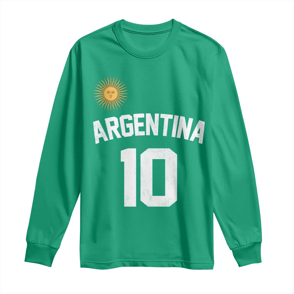 Argentina Football Number 10 Jersey Style Long Sleeve Shirt Soccer Fan
