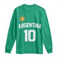 Argentina Football Number 10 Jersey Style Long Sleeve Shirt Soccer Fan