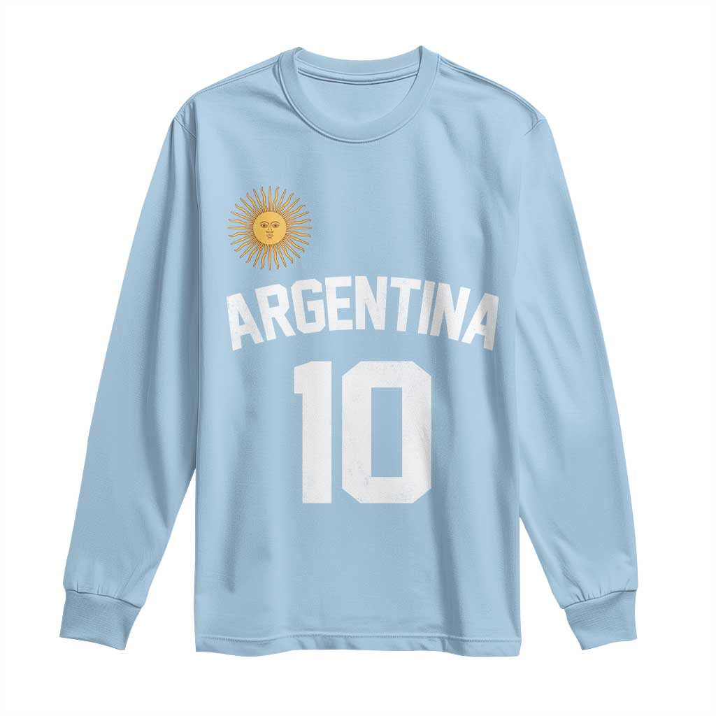 Argentina Football Number 10 Jersey Style Long Sleeve Shirt Soccer Fan