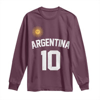 Argentina Football Number 10 Jersey Style Long Sleeve Shirt Soccer Fan