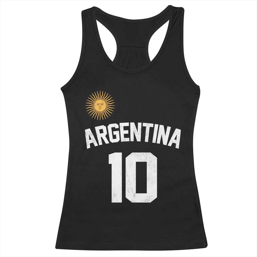 Argentina Football Number 10 Jersey Style Racerback Tank Top Soccer Fan