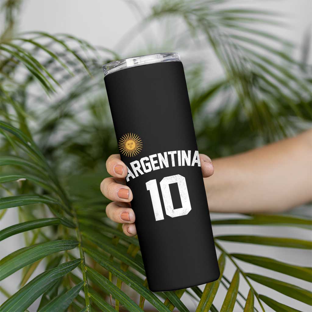 Argentina Football Number 10 Jersey Style Skinny Tumbler Soccer Fan
