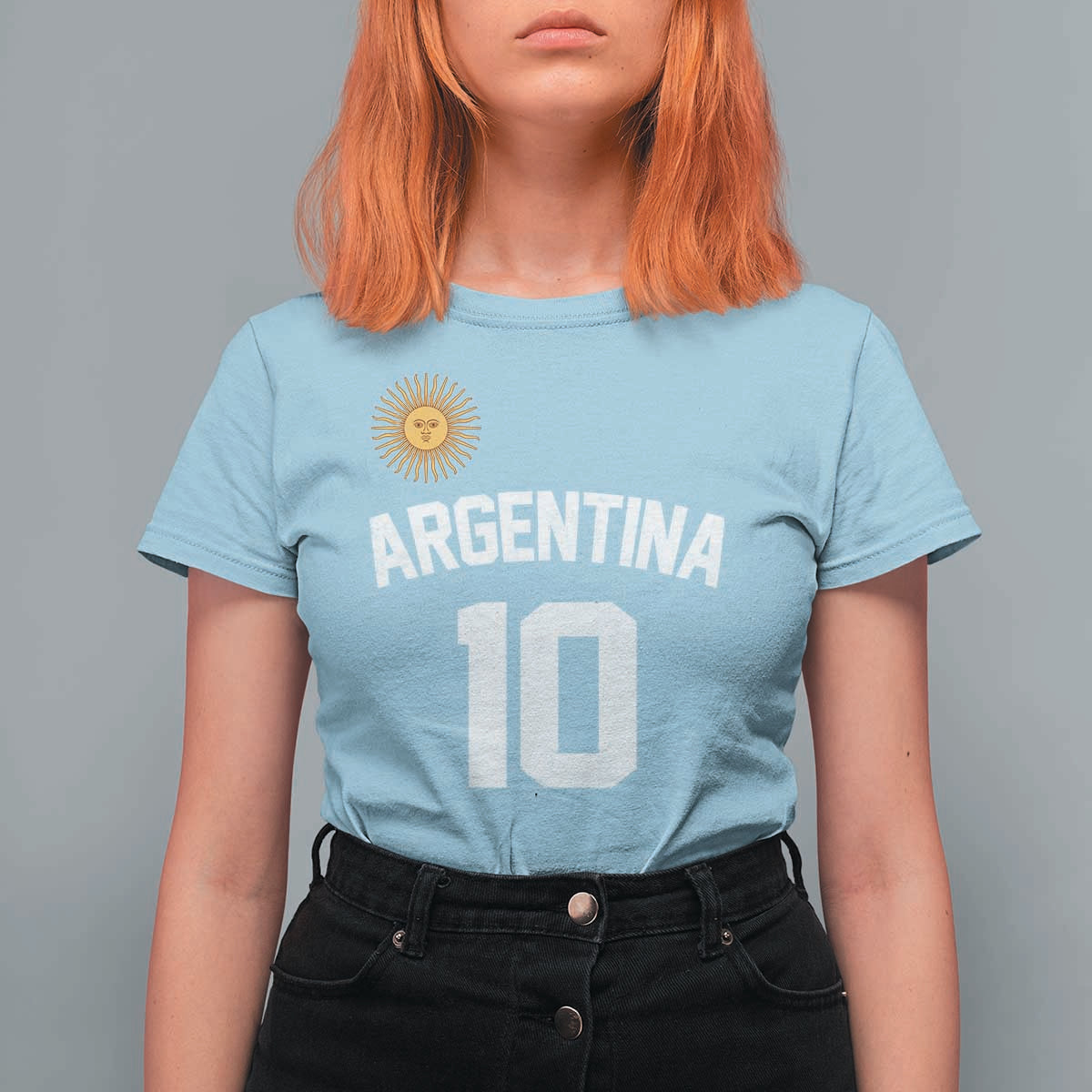 Argentina Football Number 10 Jersey Style T Shirt For Women Soccer Fan