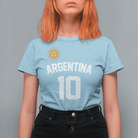 Argentina Football Number 10 Jersey Style T Shirt For Women Soccer Fan