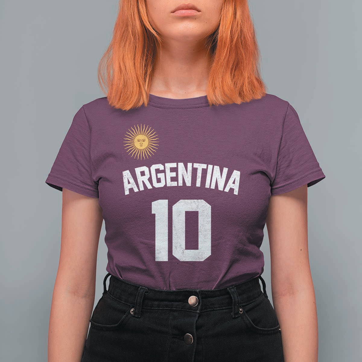 Argentina Football Number 10 Jersey Style T Shirt For Women Soccer Fan