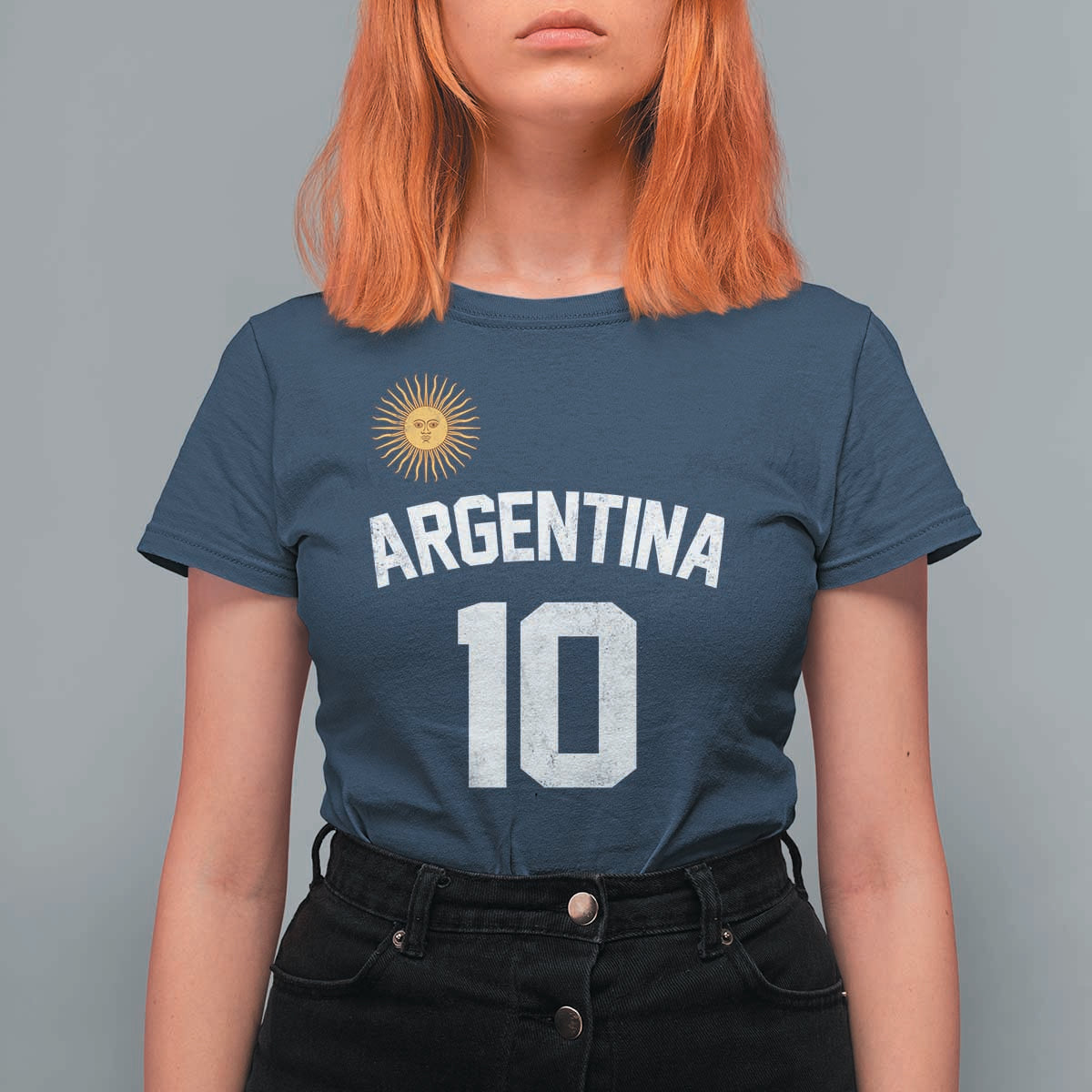 Argentina Football Number 10 Jersey Style T Shirt For Women Soccer Fan