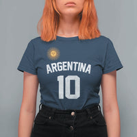 Argentina Football Number 10 Jersey Style T Shirt For Women Soccer Fan