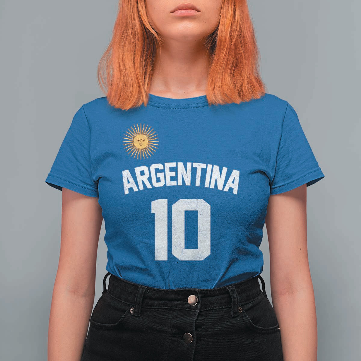 Argentina Football Number 10 Jersey Style T Shirt For Women Soccer Fan