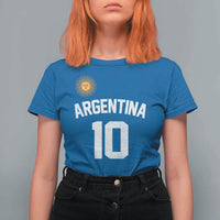 Argentina Football Number 10 Jersey Style T Shirt For Women Soccer Fan