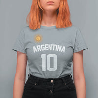 Argentina Football Number 10 Jersey Style T Shirt For Women Soccer Fan