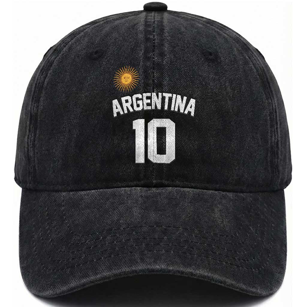 Argentina Football Number 10 Jersey Style Washed Cotton Baseball Cap Soccer Fan