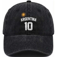 Argentina Football Number 10 Jersey Style Washed Cotton Baseball Cap Soccer Fan