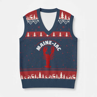 Maine Lobster V-Neck Knit Sweater Vest Funny Maine iac Lobstering Fisherman