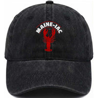 Maine Lobster Washed Cotton Baseball Cap Funny Maine iac Lobstering Fisherman