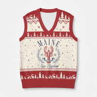 Maine Lobster New England Souvenir Pride Vintage V-Neck Knit Sweater Vest