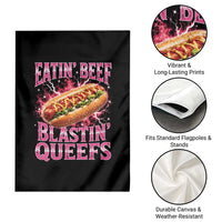 Eatin Beef Blastin' Queefs Funny Embarrassing Hot Dog Retro Bootleg Garden Flag