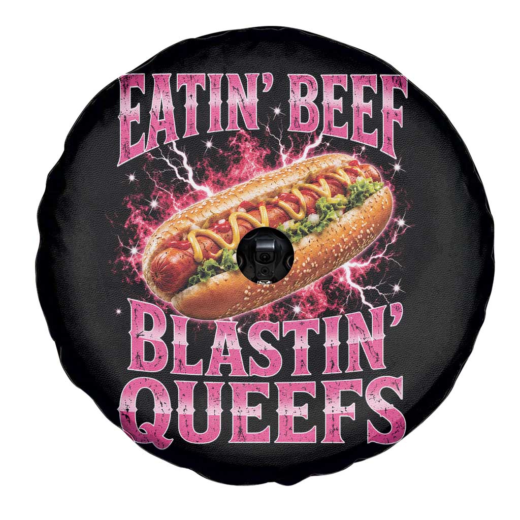 Eatin Beef Blastin' Queefs Funny Embarrassing Hot Dog Retro Bootleg Spare Tire Cover