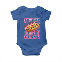Eatin Beef Blastin' Queefs Funny Embarrassing Hot Dog Retro Bootleg Baby Onesie