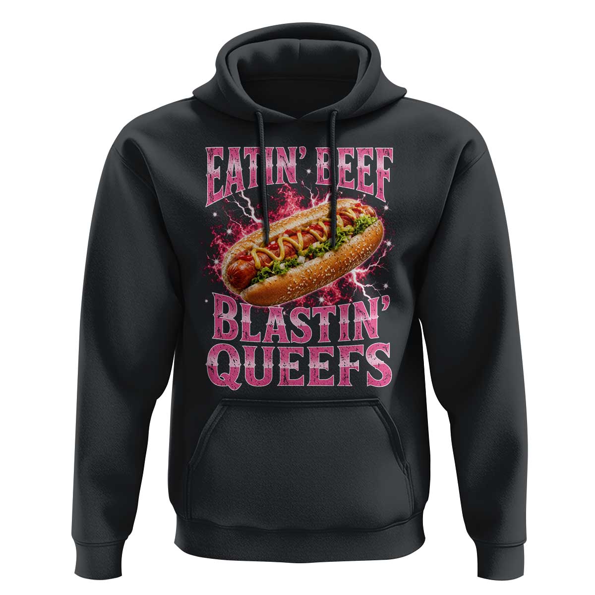 Eatin Beef Blastin' Queefs Funny Embarrassing Hot Dog Retro Bootleg Hoodie