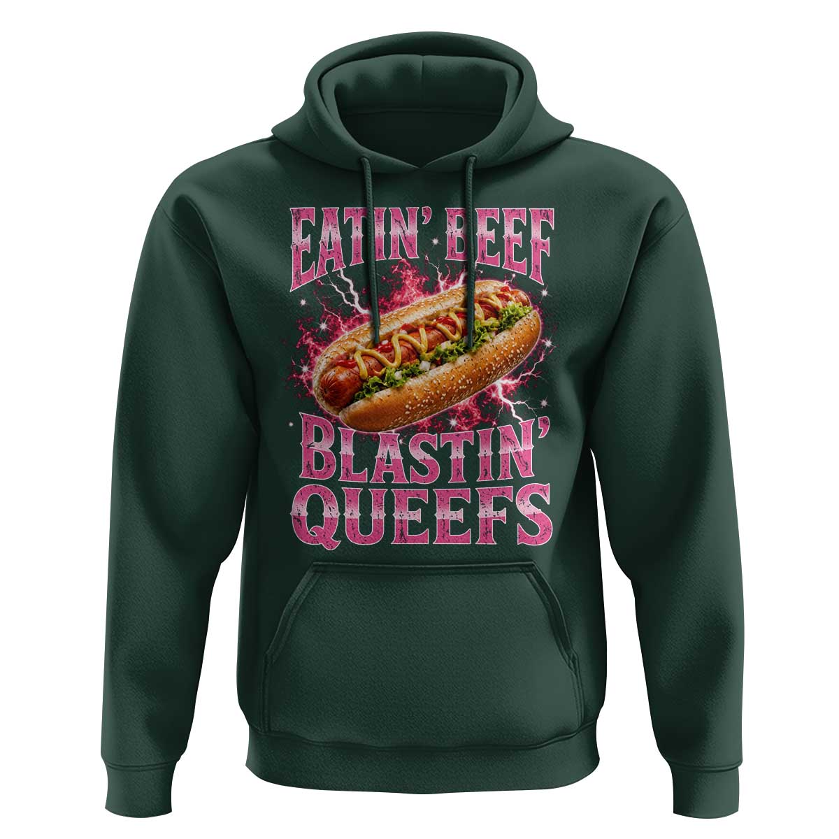 Eatin Beef Blastin' Queefs Funny Embarrassing Hot Dog Retro Bootleg Hoodie