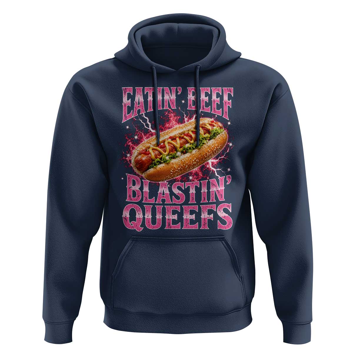 Eatin Beef Blastin' Queefs Funny Embarrassing Hot Dog Retro Bootleg Hoodie