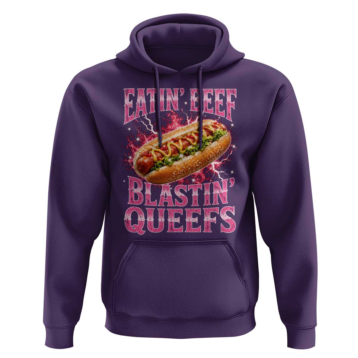 Eatin Beef Blastin' Queefs Funny Embarrassing Hot Dog Retro Bootleg Hoodie