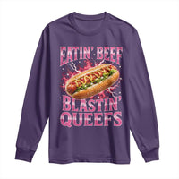 Eatin Beef Blastin' Queefs Funny Embarrassing Hot Dog Retro Bootleg Long Sleeve Shirt