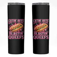 Eatin Beef Blastin' Queefs Funny Embarrassing Hot Dog Retro Bootleg Skinny Tumbler